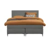 Leen Bakker Boxspring Liv geblokt - lichtgrijs - 140x200 cm - slanke poot