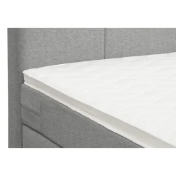 Leen Bakker Boxspring Liv geblokt - lichtgrijs - 140x200 cm - slanke poot