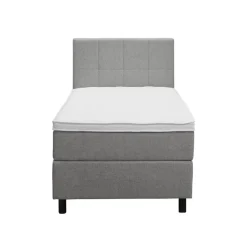 Leen Bakker Boxspring Liv geblokt - lichtgrijs - 90x200 cm - ronde poot