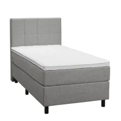 Leen Bakker Boxspring Liv geblokt - lichtgrijs - 90x200 cm - ronde poot
