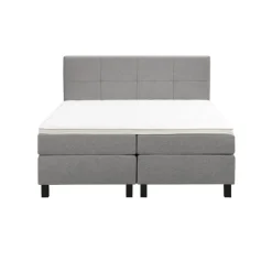 Leen Bakker Boxspring Liv geblokt - lichtgrijs - 180x200 cm - vierkante poot