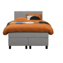 1-Persoons Boxsprings-Leen Bakker Boxspring Liv geblokt - lichtgrijs - 120x200 cm - vierkante poot