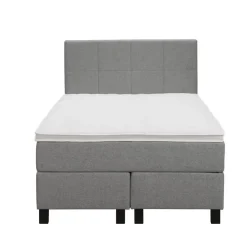 1-Persoons Boxsprings-Leen Bakker Boxspring Liv geblokt - lichtgrijs - 120x200 cm - vierkante poot