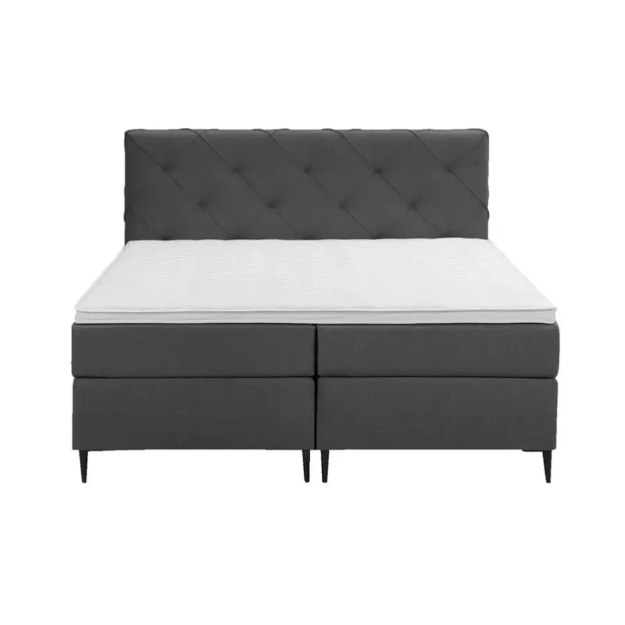 Leen Bakker Boxspring Liv geruit - antraciet - 180x200 cm - slanke poot
