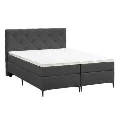 Leen Bakker Boxspring Liv geruit - antraciet - 180x200 cm - slanke poot