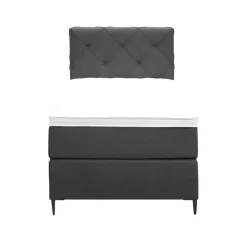 Leen Bakker Boxspring Liv geruit - antraciet - 90x200 cm - slanke poot