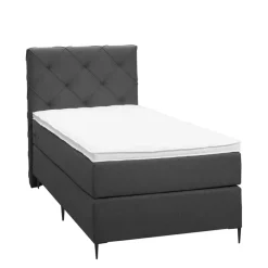 Leen Bakker Boxspring Liv geruit - antraciet - 90x200 cm - slanke poot