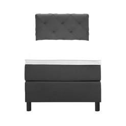 Leen Bakker Boxspring Liv geruit - antraciet - 90x200 cm - ronde poot
