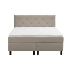 2-Persoons Boxsprings-Leen Bakker Boxspring Liv geruit - beige - 140x200 cm - ronde poot