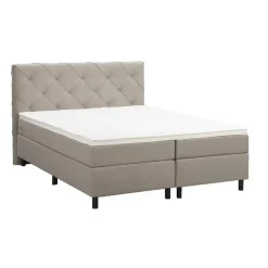 Leen Bakker Boxspring Liv geruit - beige - 160x200 cm - ronde poot