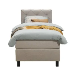 Leen Bakker Boxspring Liv geruit - beige - 90x200 cm - vierkante poot