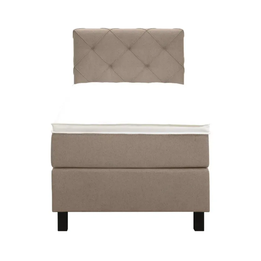 Leen Bakker Boxspring Liv geruit - beige - 90x200 cm - vierkante poot