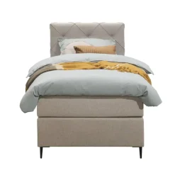 Leen Bakker Boxspring Liv geruit - beige - 90x200 cm - slanke poot