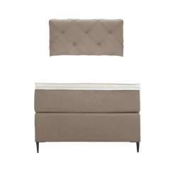 Leen Bakker Boxspring Liv geruit - beige - 90x200 cm - slanke poot