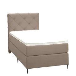 Leen Bakker Boxspring Liv geruit - beige - 90x200 cm - slanke poot