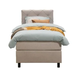 1-Persoons Boxsprings-Leen Bakker Boxspring Liv geruit - beige - 90x200 cm - ronde poot
