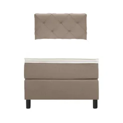 1-Persoons Boxsprings-Leen Bakker Boxspring Liv geruit - beige - 90x200 cm - ronde poot