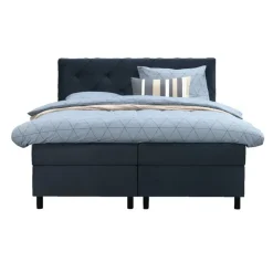 2-Persoons Boxsprings-Leen Bakker Boxspring Liv geruit - blauw - 160x200 cm - ronde poot