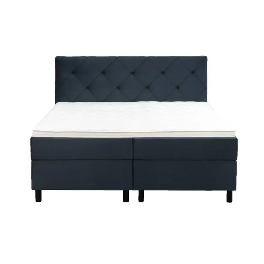 2-Persoons Boxsprings-Leen Bakker Boxspring Liv geruit - blauw - 160x200 cm - ronde poot