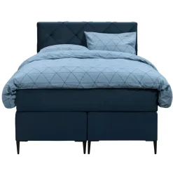 Leen Bakker Boxspring Liv geruit - blauw - 120x200 cm - slanke poot