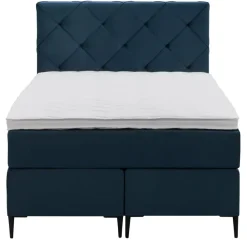 Leen Bakker Boxspring Liv geruit - blauw - 120x200 cm - slanke poot