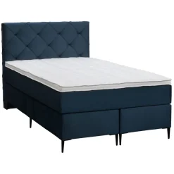 Leen Bakker Boxspring Liv geruit - blauw - 120x200 cm - slanke poot