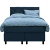 Leen Bakker Boxspring Liv geruit - blauw - 120x200 cm - ronde poot