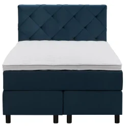 Leen Bakker Boxspring Liv geruit - blauw - 120x200 cm - ronde poot