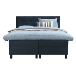2-Persoons Boxsprings-Leen Bakker Boxspring Liv geruit - blauw - 160x200 cm - vierkante poot