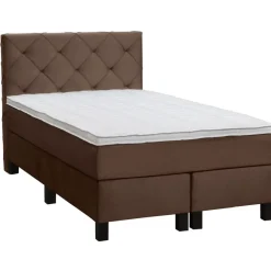 Leen Bakker Boxspring Liv geruit - bruin - 120x200 cm - vierkante poot