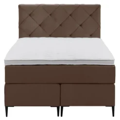 Leen Bakker Boxspring Liv geruit - bruin - 120x200 cm - slanke poot