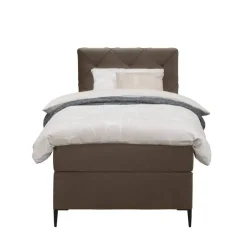 1-Persoons Boxsprings-Leen Bakker Boxspring Liv geruit - bruin - 90x200 cm - slanke poot