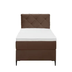 1-Persoons Boxsprings-Leen Bakker Boxspring Liv geruit - bruin - 90x200 cm - slanke poot