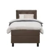 1-Persoons Boxsprings-Leen Bakker Boxspring Liv geruit - bruin - 90x200 cm - vierkante poot