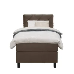 1-Persoons Boxsprings-Leen Bakker Boxspring Liv geruit - bruin - 90x200 cm - vierkante poot