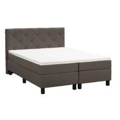 2-Persoons Boxsprings-Leen Bakker Boxspring Liv geruit - donkerbruin - 160x200 cm - vierkante poot