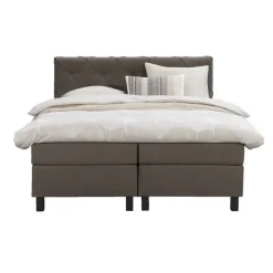 Leen Bakker Boxspring Liv geruit - donkerbruin - 180x200 cm - vierkante poot