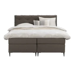Leen Bakker Boxspring Liv geruit - donkerbruin - 160x200 cm - slanke poot