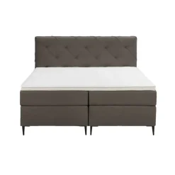 Leen Bakker Boxspring Liv geruit - donkerbruin - 160x200 cm - slanke poot