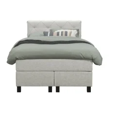 Leen Bakker Boxspring Liv geruit - ecru - 120x200 cm - vierkante poot
