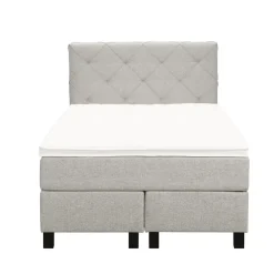 Leen Bakker Boxspring Liv geruit - ecru - 120x200 cm - vierkante poot