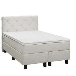 Leen Bakker Boxspring Liv geruit - ecru - 120x200 cm - vierkante poot