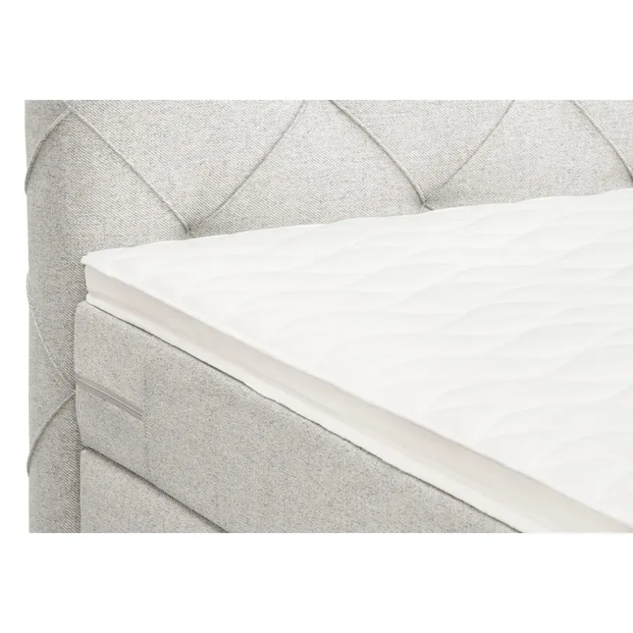 Leen Bakker Boxspring Liv geruit - ecru - 120x200 cm - vierkante poot