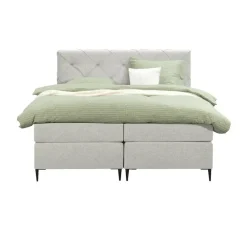 2-Persoons Boxsprings-Leen Bakker Boxspring Liv geruit - ecru - 160x200 cm - slanke poot