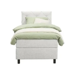 Leen Bakker Boxspring Liv geruit - ecru - 90x200 cm - ronde poot