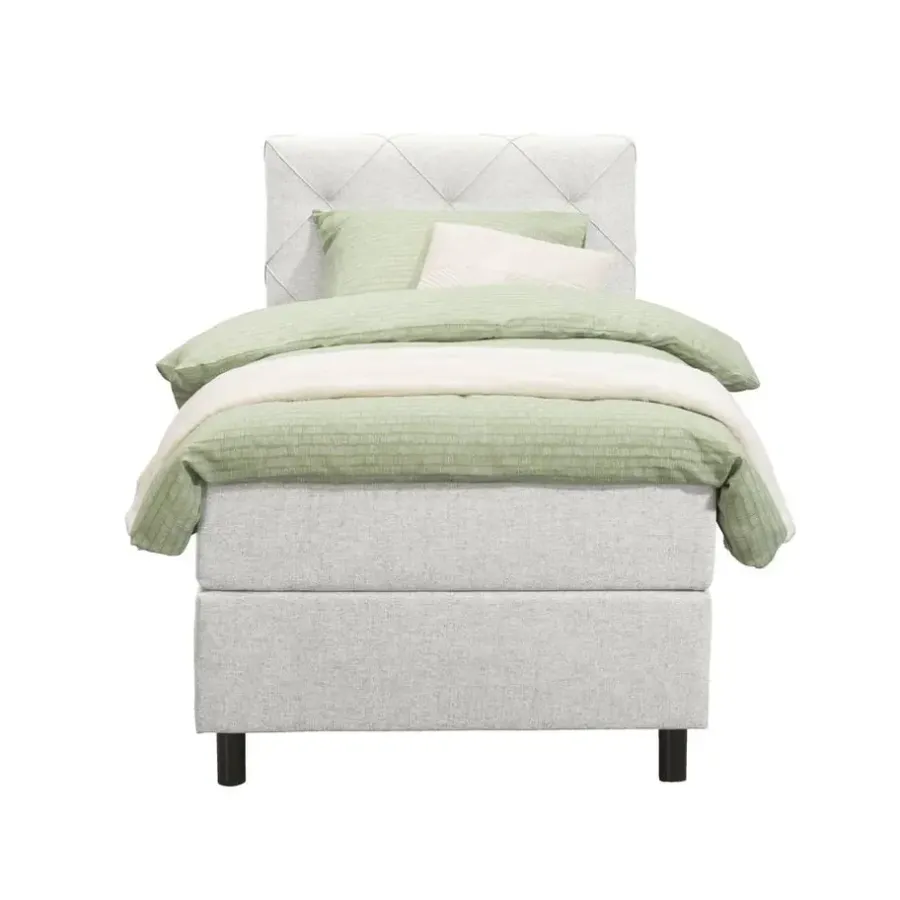 Leen Bakker Boxspring Liv geruit - ecru - 90x200 cm - ronde poot