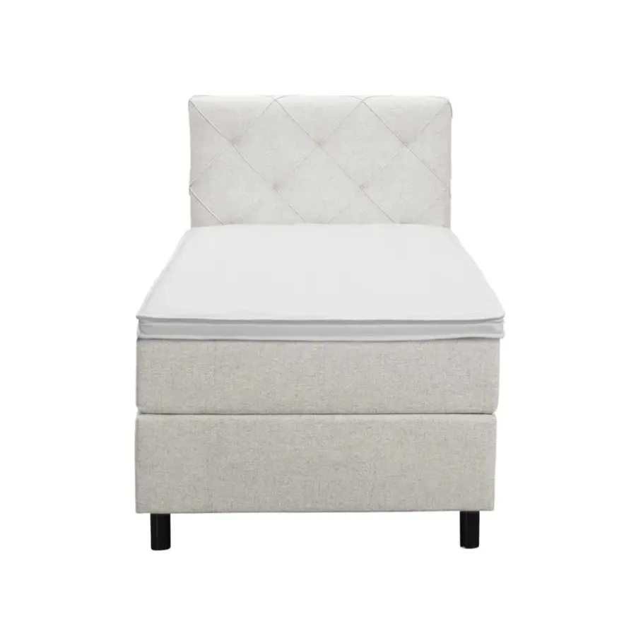 Leen Bakker Boxspring Liv geruit - ecru - 90x200 cm - ronde poot