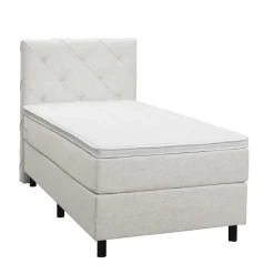 Leen Bakker Boxspring Liv geruit - ecru - 90x200 cm - ronde poot