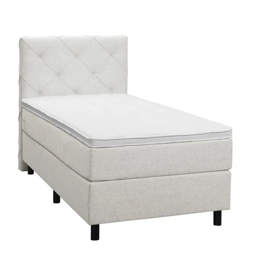 Leen Bakker Boxspring Liv geruit - ecru - 90x200 cm - ronde poot