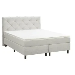 2-Persoons Boxsprings-Leen Bakker Boxspring Liv geruit - ecru - 140x200 cm - ronde poot